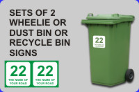 Online Shopping for Pairs of Wheelie Bin and Dust Bin Signs